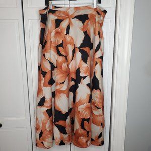 Due Per Due Plus Size 18 Skirt Silk Linen Blend A-line Midi Skirt